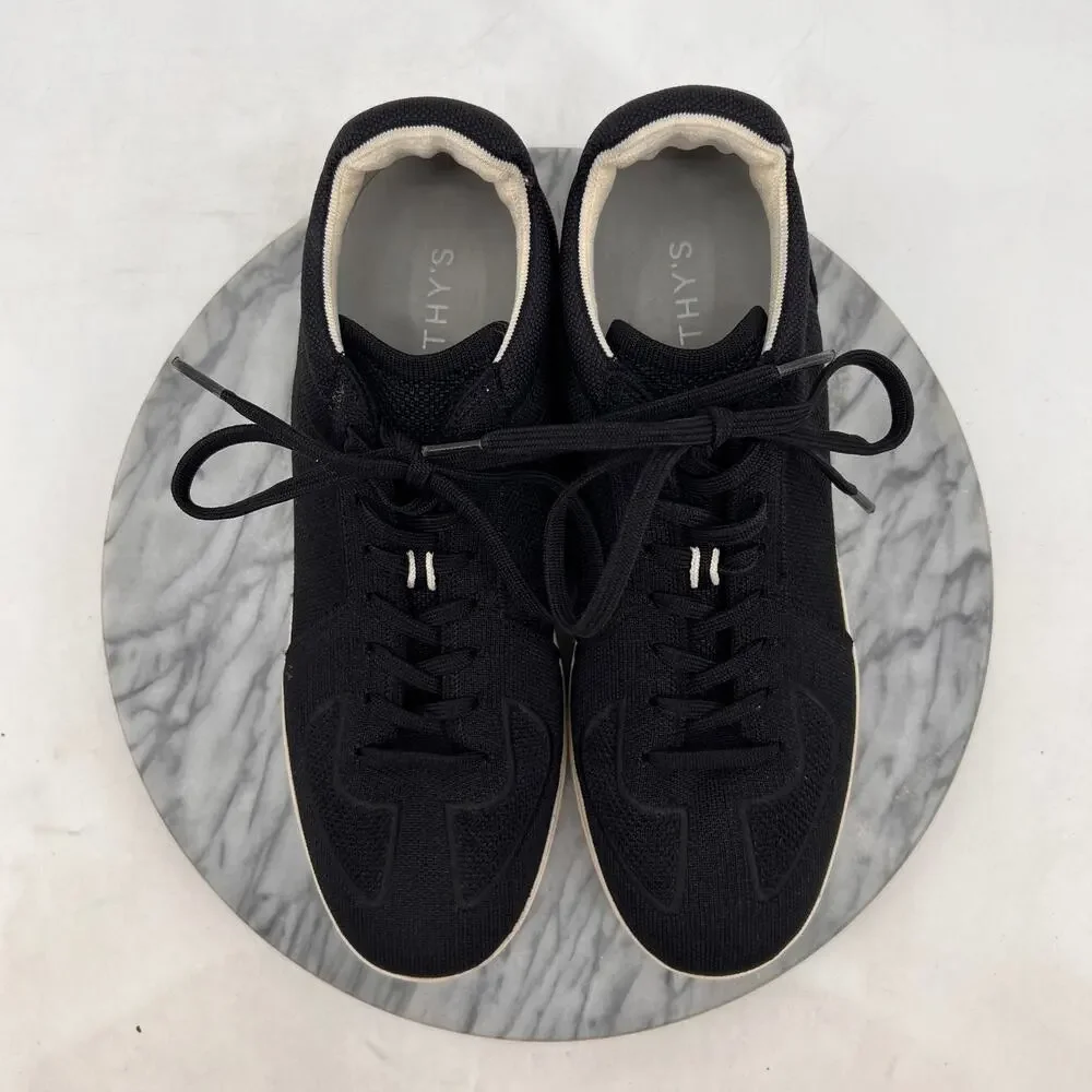 Rothys Mens 12 Shoes Black The RS01 Lace Up Breathable Knit Casual Sneakers